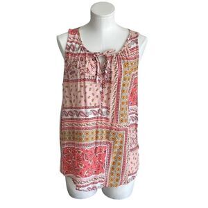 Sonoma Women's Paisley Print Sleeveless V-Neck Tank Top Size L Multicolor